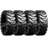 set of 4 33x12-20 (12x16.5) traxter heavy duty solid rubber tires - 8x10.75 bolt rim