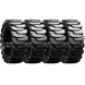 set of 4 36x13-20 (14-17.5) traxter heavy duty solid rubber tires and wheel assembly - 8x8 bolt rim