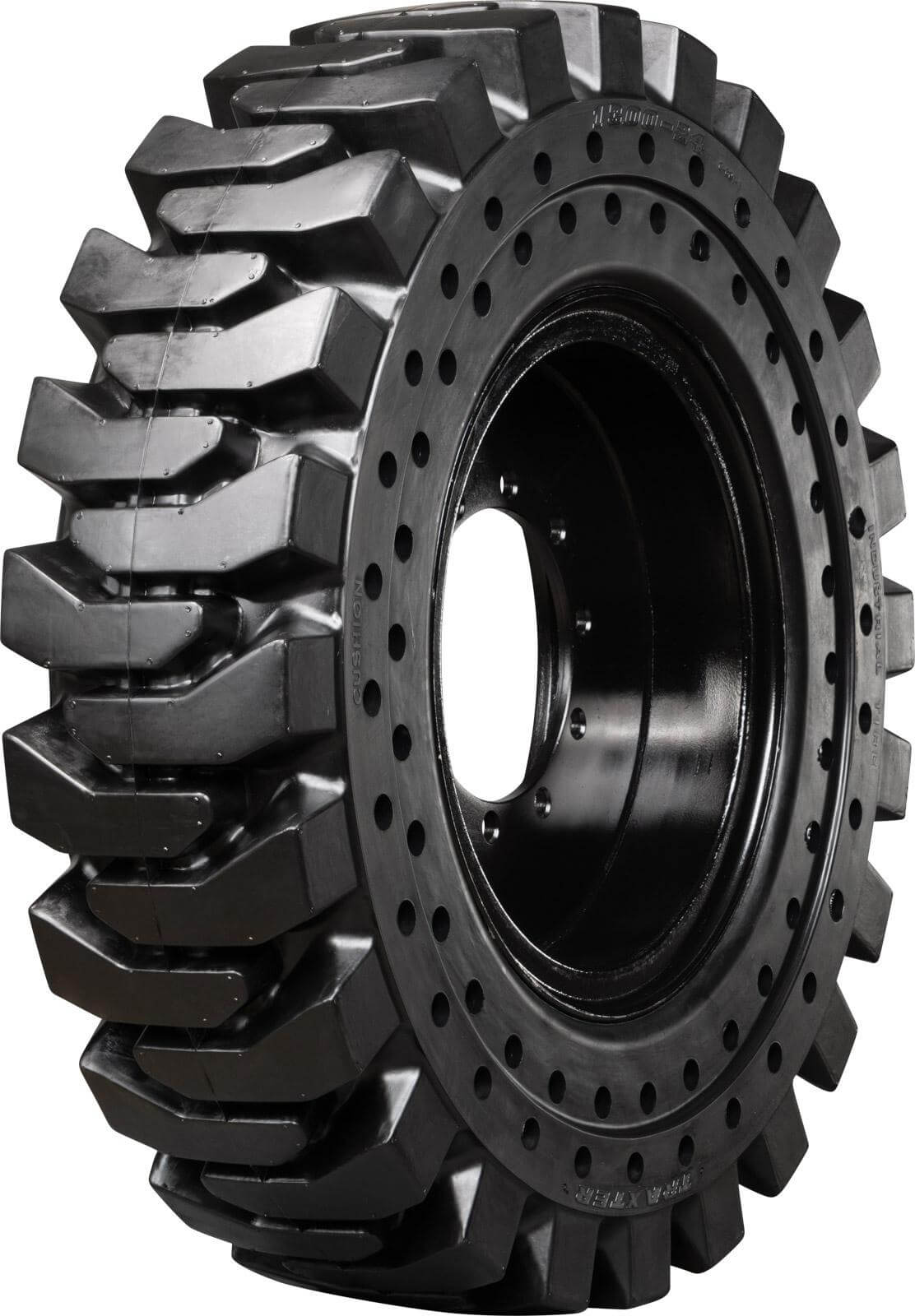 cat th-580 set of 4 13.00-24 (10 bolt hole) extreme duty solid rubber tires