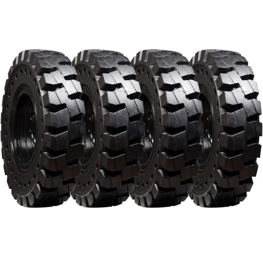 jlg g6-42a set of 4 13.00-24 non-directional mounted extreme duty solid rubber tires