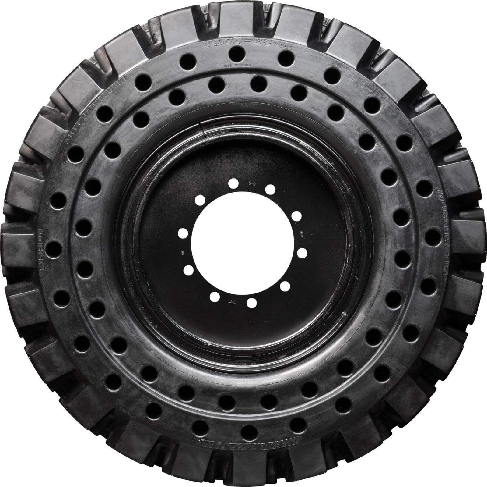 terex th636c set of 4 14.00-24 (10 bolt hole) extreme duty solid rubber tires