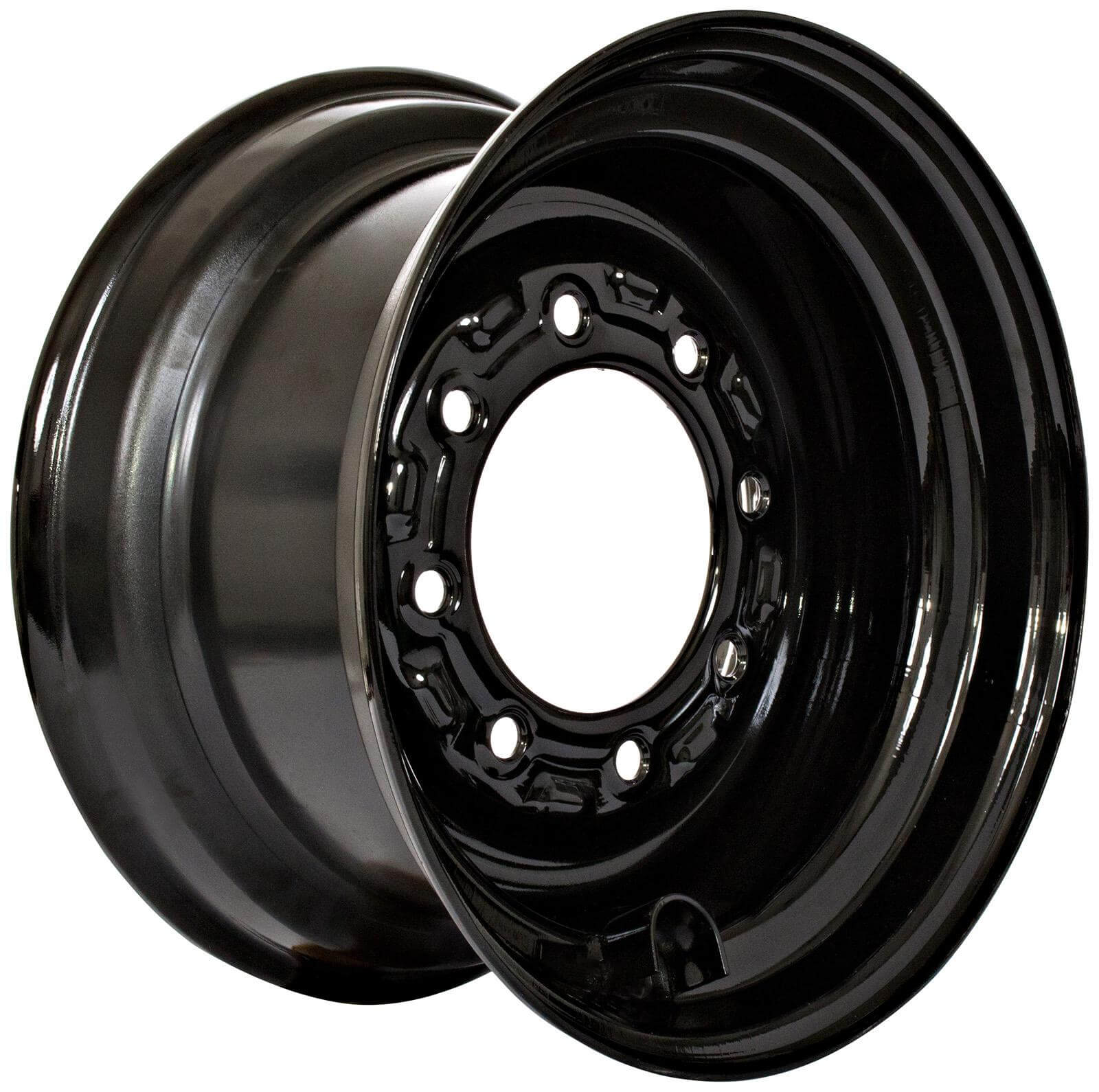 komatsu sk09 set of 4 titan wheels 16.5x8.25 - 4 3/8" offset 8x8 black for 10-16.5 tires