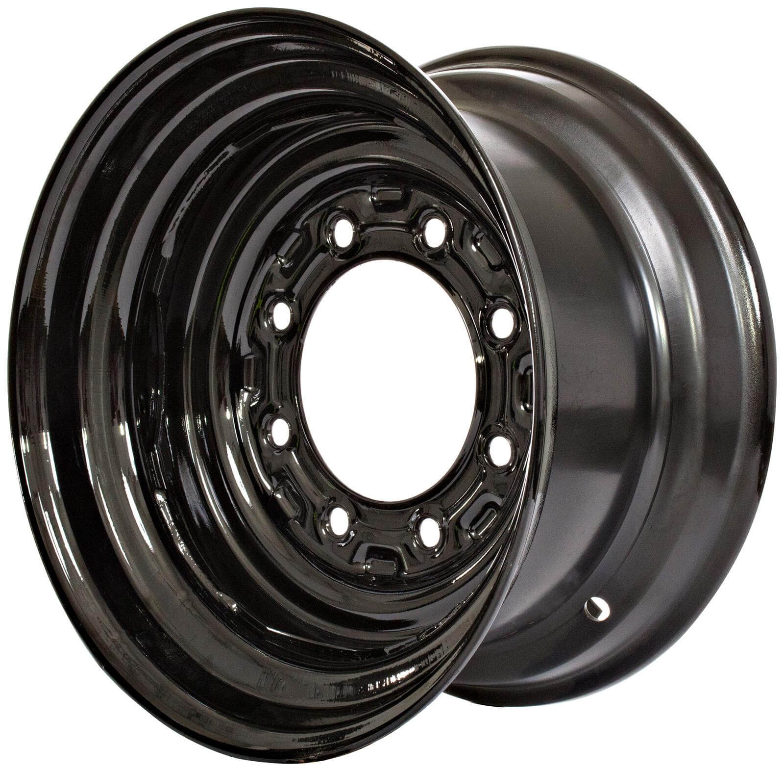 komatsu sk09 set of 4 titan wheels 16.5x8.25 - 4 3/8" offset 8x8 black for 10-16.5 tires