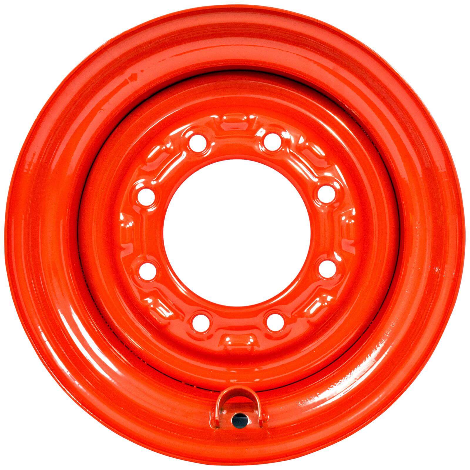 bobcat s220 set of 4 titan wheels 16.5x9.75 - 4" offset 8x8 for 12x16.5 tires - orange