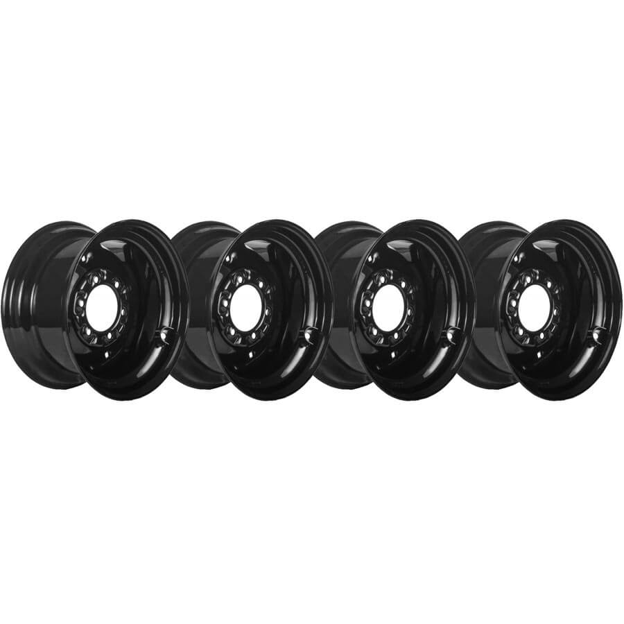 thomas t153 set of 4 titan wheels 8x15 6x6 bolt reversible dual valve for 27x10.5-15 skid steer tires