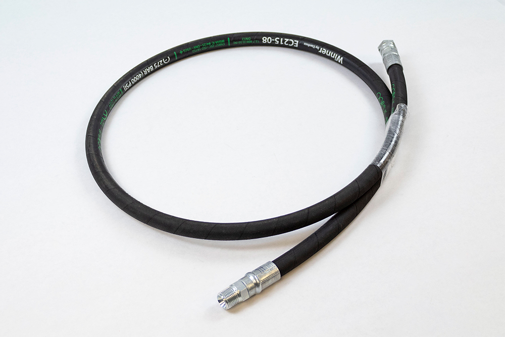 brush cutter severe duty series 2 6ft case drain hose extension 1/2" diameter 72" oal 1/2" #8 male npt to 1/2" #8 female npt