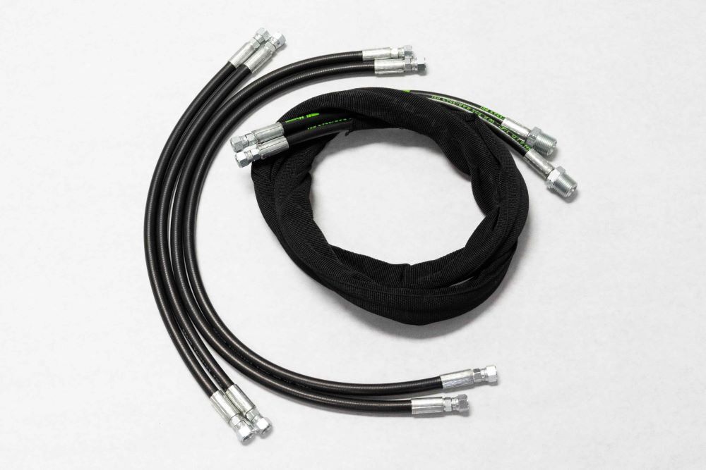 complete hose set for light duty grapple (short cylinder to t fitting and machine side hoses)