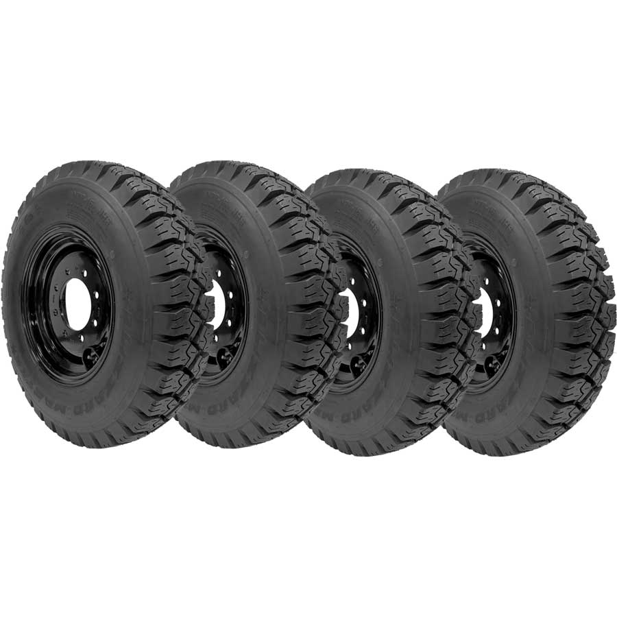 set of 4 blizzard master skid steer snow tire and rim assembly replaces 10x16.5 and 12x16.5 tires