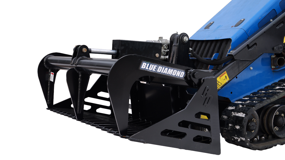 mini skid steer rock grapple bucket | blue diamond