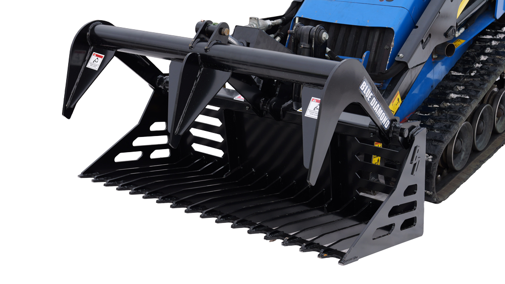 mini skid steer rock grapple bucket | blue diamond