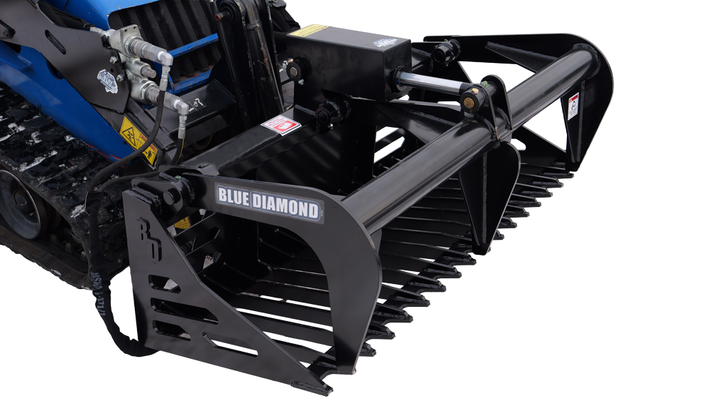 mini skid steer rock grapple bucket | blue diamond