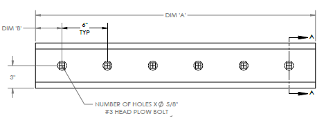 bolt-on cutting edge 50" w/ bolts & nuts