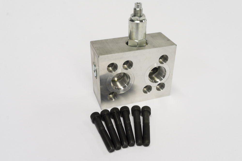 brush cutter, high flow hydraulic relief block (fits fluidyne)