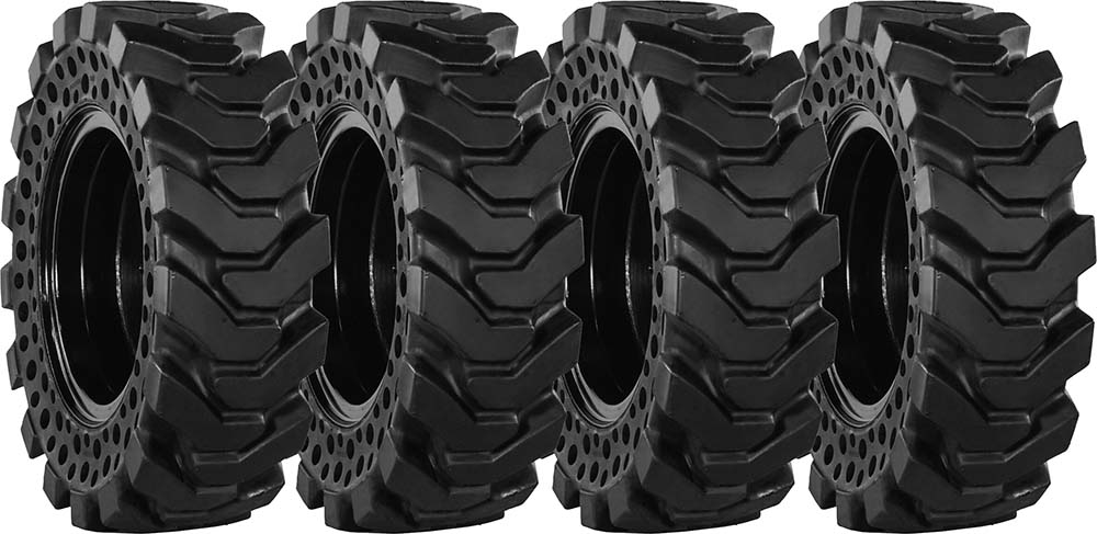 set of 4 30x10-16 (10x16.5) solid dura-flex skid steer tires with 8x8 rim