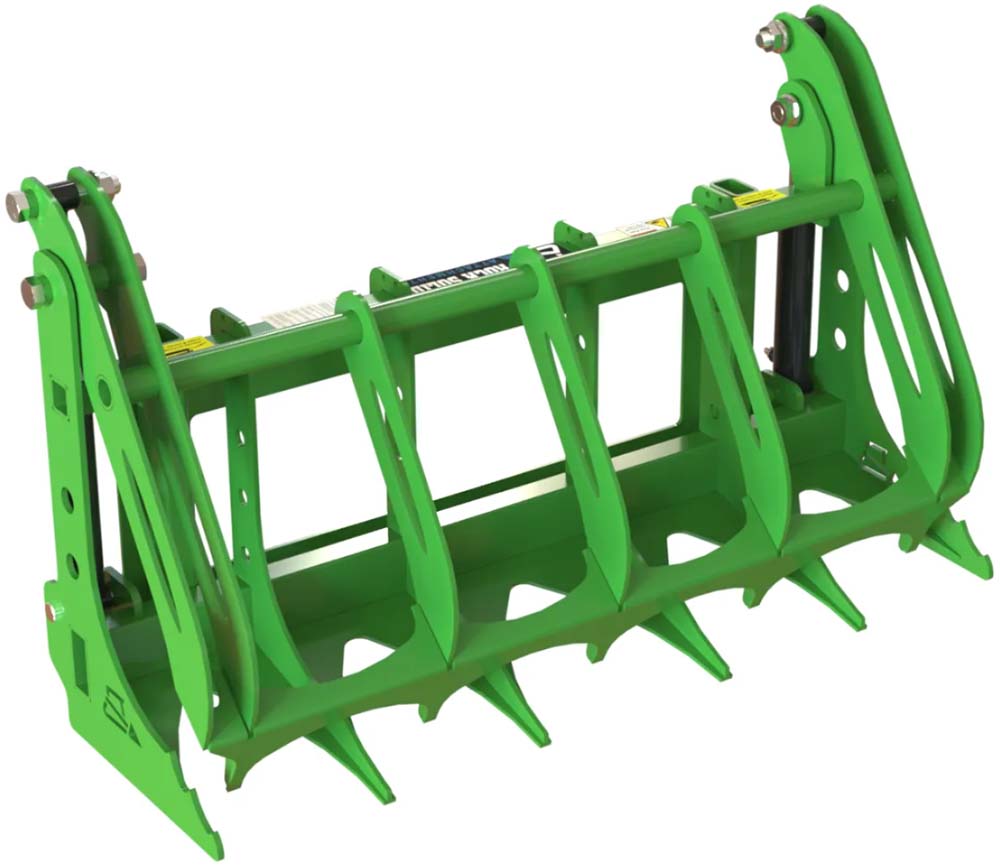 rock solid 54" root rake grapple for john deere compact tractors