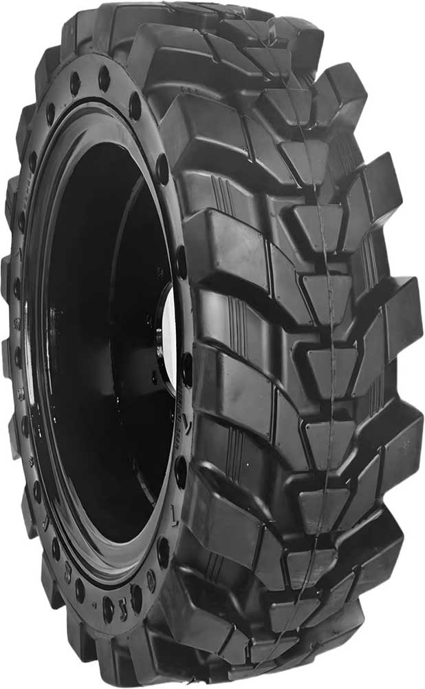 set of 4 33x12-20 (12x16.5) solid dura-flex skid steer tires with 8x8 rim
